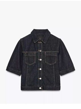 Zara Pocket Dark Indigo Denim Shirt Size Small NWT